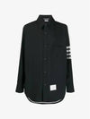 4 Bar Stripe Plain Weaving Wool Long Sleeve Shirt Navy - THOM BROWNE - BALAAN 3