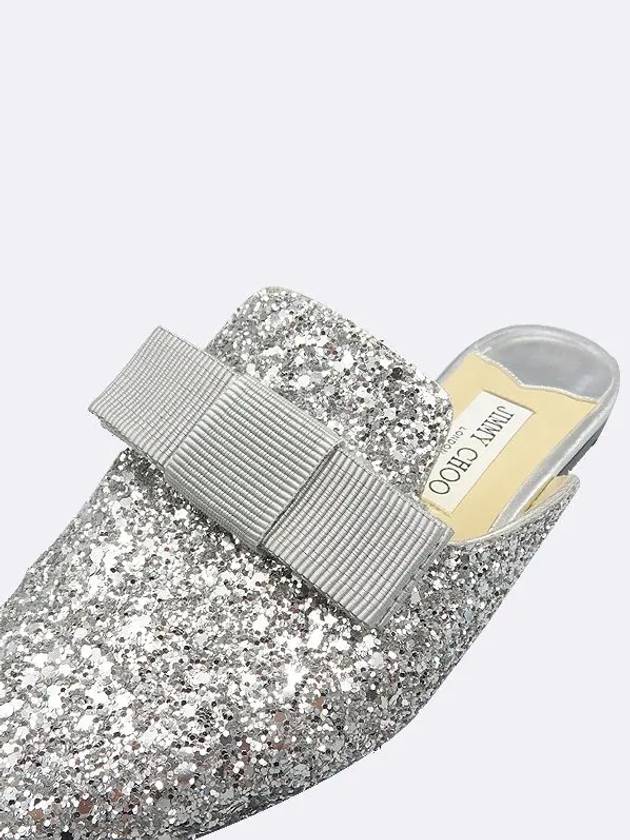 Silver Glitter Galaxy Ribbon Flat Mule Bloafers - JIMMY CHOO - BALAAN 4