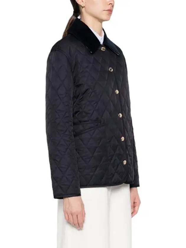 Corduroy Collar Quilted Jacket Navy - BURBERRY - BALAAN 3