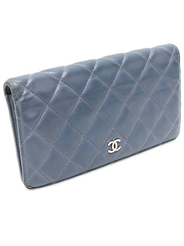 A31509 Blue Lambskin Silver Clad Classic Long Flap Wallet 16th - CHANEL - BALAAN 2