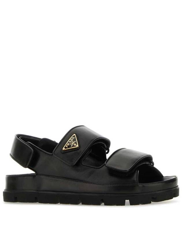 Flat Nappa Leather Sandals Black - PRADA - BALAAN 3