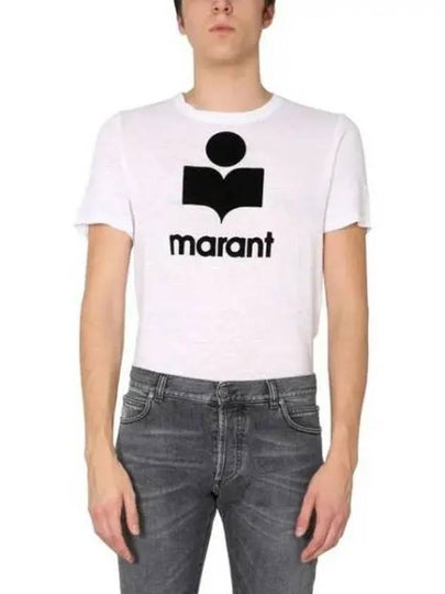 Karman Logo Print Linen Short Sleeve T-Shirt White - ISABEL MARANT - BALAAN 2