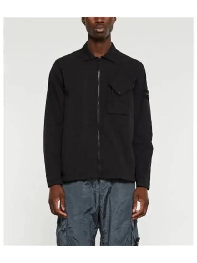 Wappen Patch Shirt Zip-Up Jacket Black - STONE ISLAND - BALAAN 4