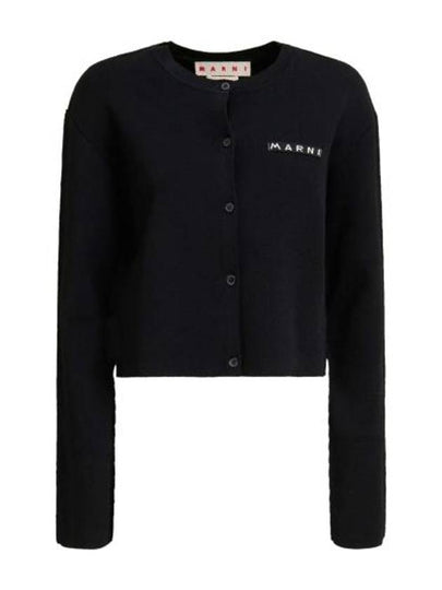 Logo Patch Button Cardigan Black - MARNI - BALAAN 2