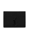 Monogram Caviar Leather Card Wallet Black - SAINT LAURENT - BALAAN 2