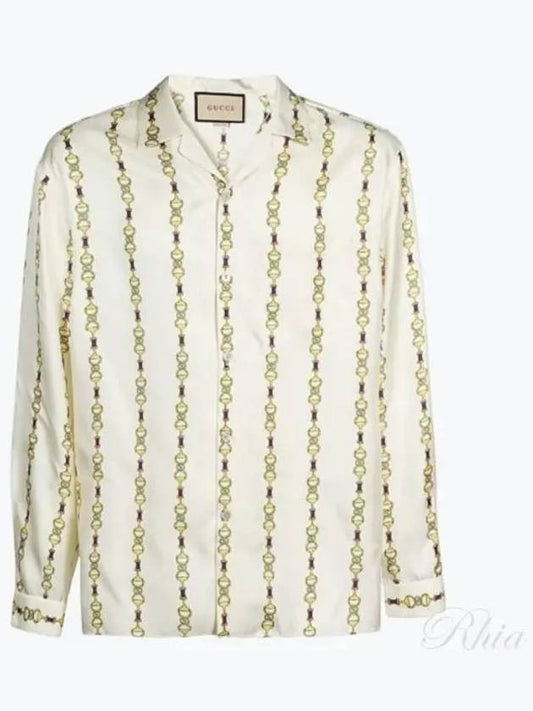 Horsebit Vacation Long Sleeve Shirt Ivory - GUCCI - BALAAN 2