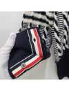 4-bar V-neck Twist Cable Knit Cardigan Navy - THOM BROWNE - BALAAN 8