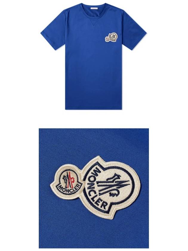 Double Logo Patch Short Sleeve T-Shirt Blue - MONCLER - BALAAN 5