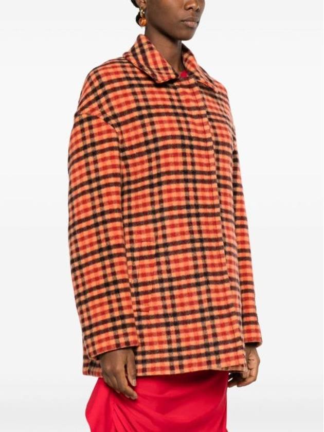 Check Brested Wool Blend Single Coat Light Orange - MARNI - BALAAN 4