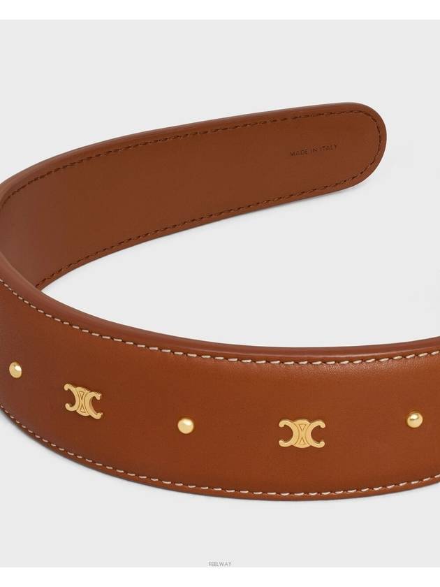 Triomphe Headband Calfskin & Gold Finish Brass Tan - CELINE - BALAAN 4