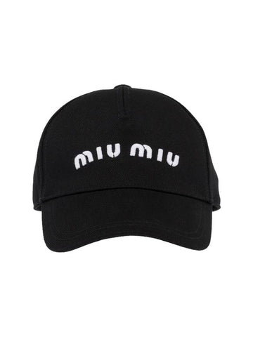 Embroidered Logo Drill Ball Cap Black - MIU MIU - BALAAN 1