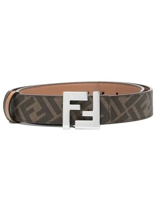 silver FF buckle pattern reversible leather belt brown - FENDI - BALAAN 1
