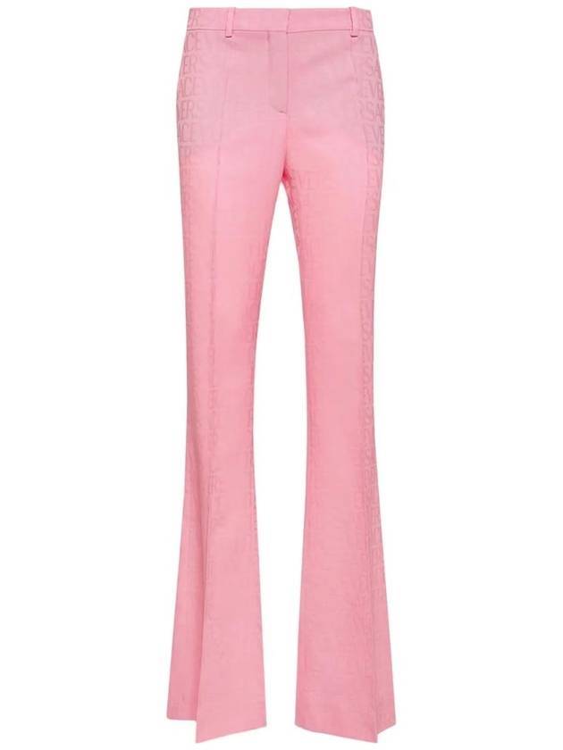 Women's All-Over Logo Pleated Front Wool Straight Pants Pink - VERSACE - BALAAN 1