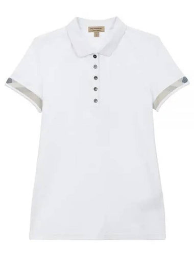 Women s Check Short Sleeve PK Shirt White 80041381 1153709 - BURBERRY - BALAAN 1