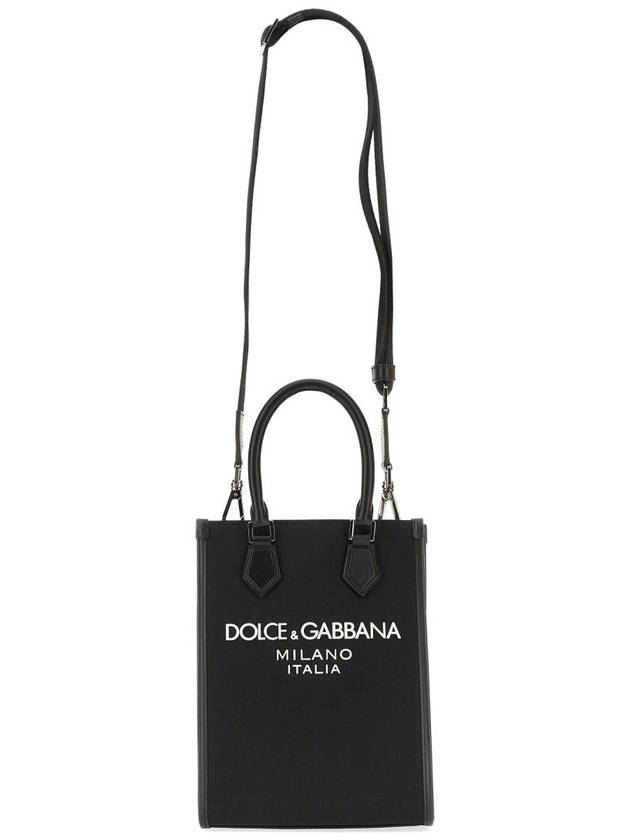 Rubberized Logo Nylon Small Tote Bag Black - DOLCE&GABBANA - BALAAN 5