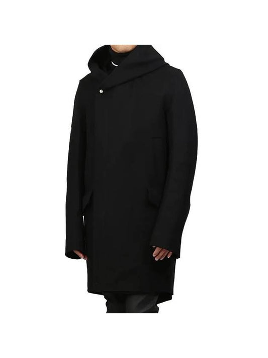 Slab Hooded Zipper Wool Single Coat Black - RICK OWENS - BALAAN 1