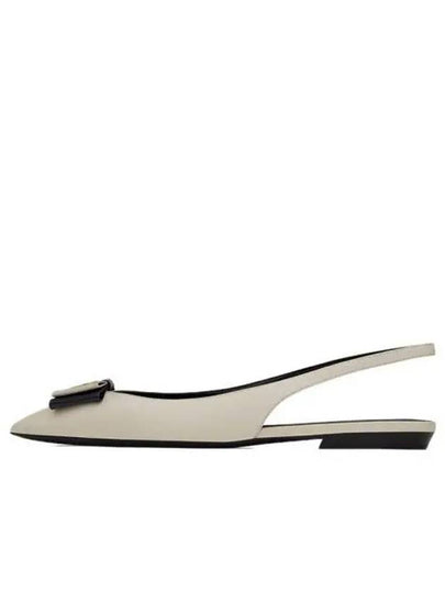 Anais Slingback Flats In Smooth And Patent Leather Ivory - SAINT LAURENT - BALAAN 2