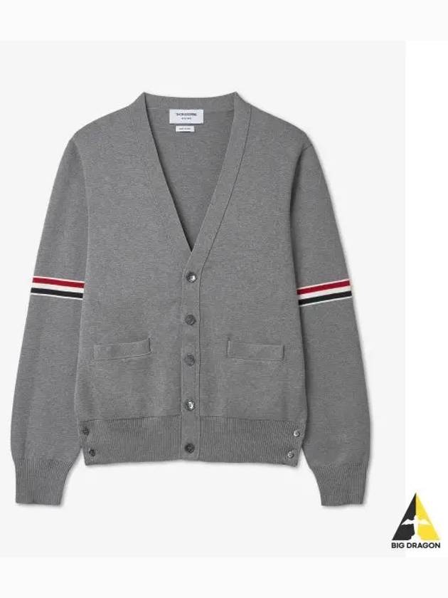 Milano Stitch Sprite Armband Cotton V-neck Cardigan Light Grey - THOM BROWNE - BALAAN 2