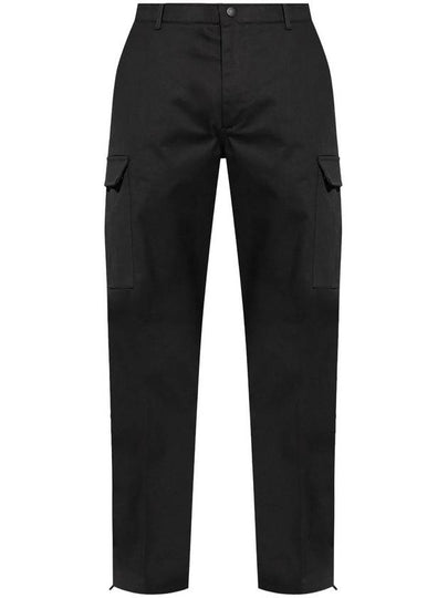 Cotton Gabardine Cargo Straight Pants Black - MONCLER - BALAAN 2