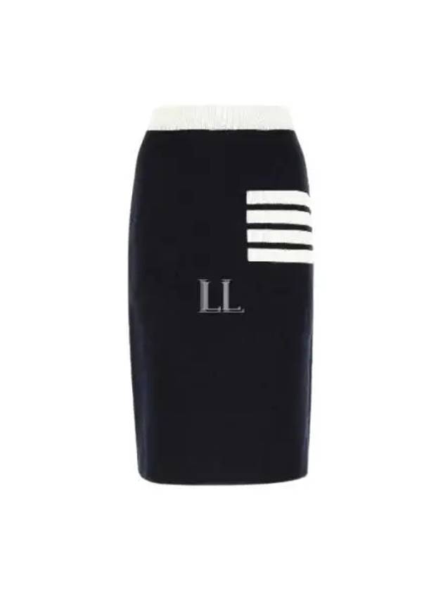 Double Face Merino 4 Bar A Line Skirt Navy - THOM BROWNE - BALAAN 2