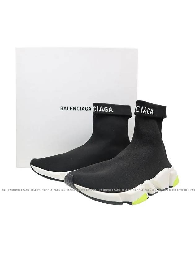 Speed ​​Cuffed Logo High Top Sneakers Neon Yellow Black - BALENCIAGA - BALAAN 3