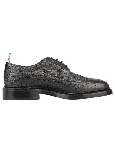 Men's Three Stripes Tab Pebble Grain Long Wing Sole Brogue Black - THOM BROWNE - BALAAN 1