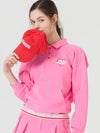 Heart logo point collar neck sweatshirt PINK - MONBIRDIE GOLF - BALAAN 1