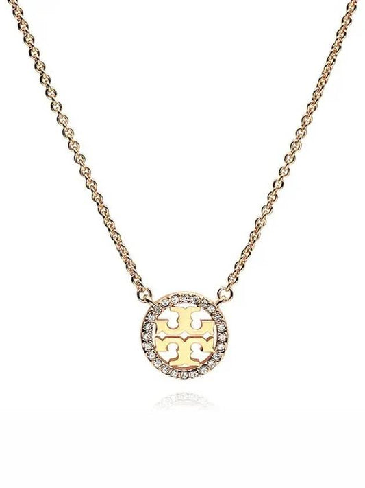 Miller Pave Logo Delicate Necklace Rose Gold - TORY BURCH - BALAAN 2