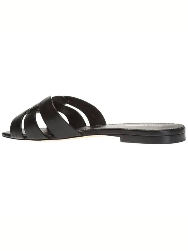 Tribute Smooth Leather Flat Mules Black - SAINT LAURENT - BALAAN 5