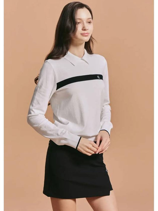 Women s block point collar knit pullover off white - CLEVELAND GOLF - BALAAN 2