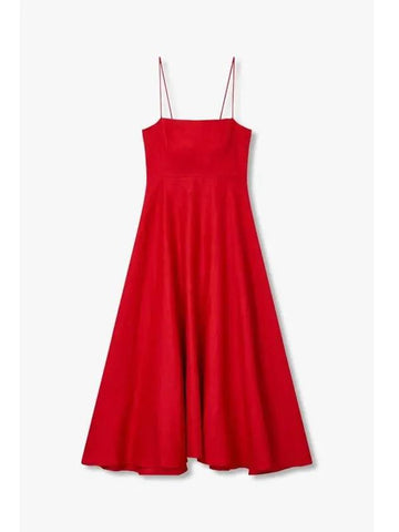 Back Smoke Flare Dress Monette Linen Red - REFORMATION - BALAAN 1