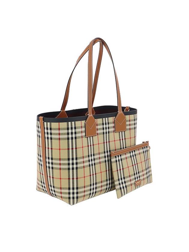 London Check Medium Cotton Tote Bag Archives Beige - BURBERRY - BALAAN 4