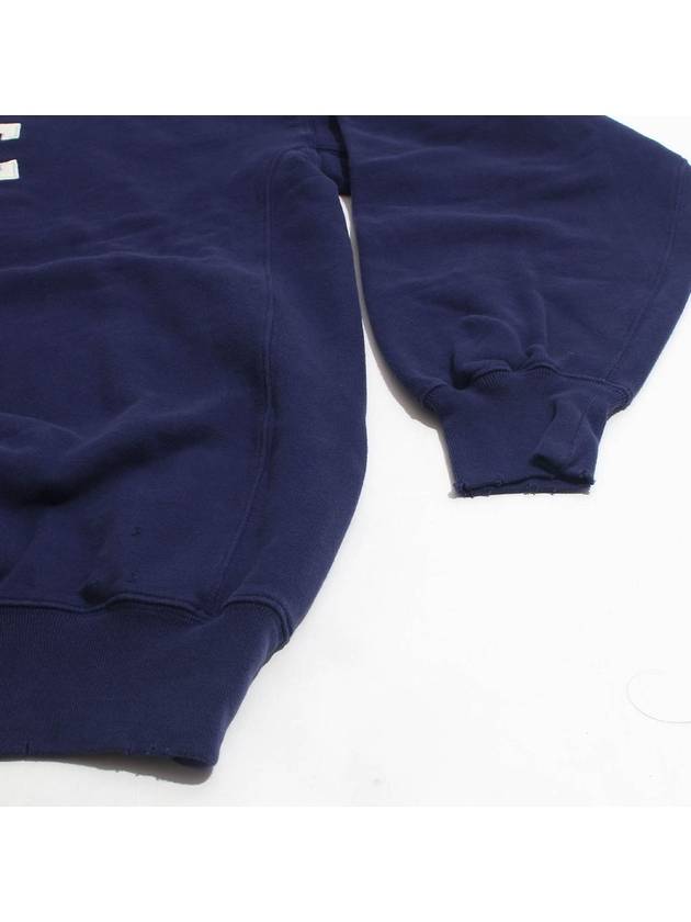 Women's Free Embroidery Distressed Sweatshirt Navy - BALENCIAGA - BALAAN 5