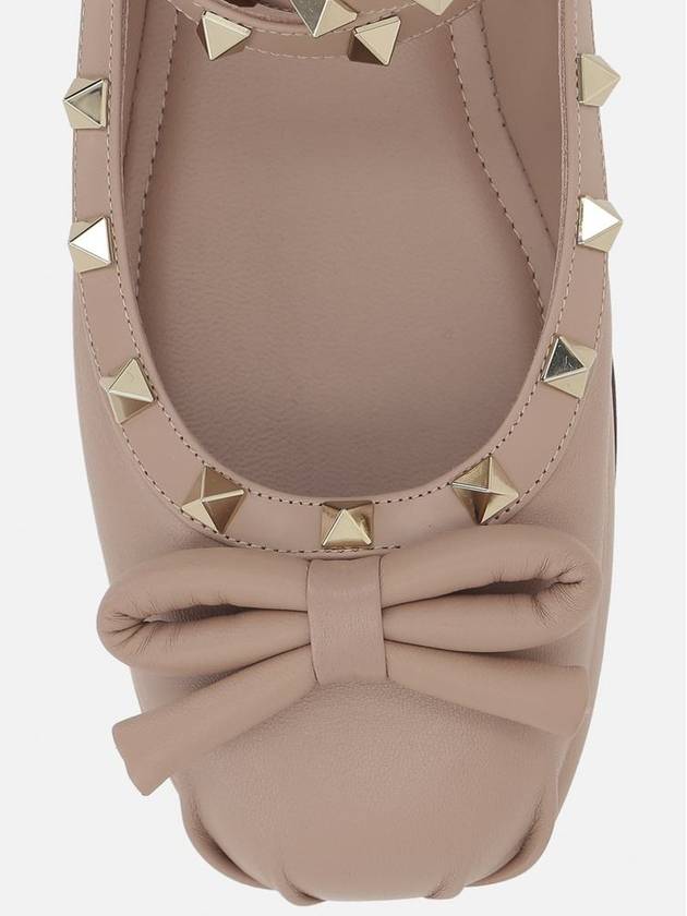 Rockstud Calf Leather Ballerina Pink - VALENTINO - BALAAN 5