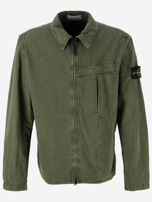 Organic Cotton Shirt Zip Up Jacket Musk - STONE ISLAND - BALAAN 2