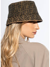 FF Logo Embroidery Cotton Bucket Hat Brown - FENDI - BALAAN 3