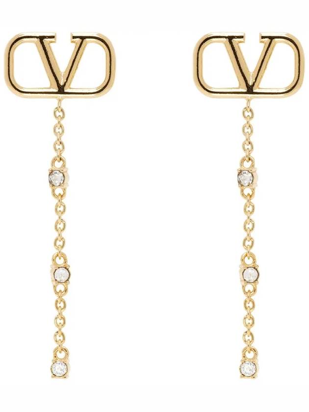 V logo metal crystal earrings 4W0J0W25 YCW MH5 - VALENTINO - BALAAN 1