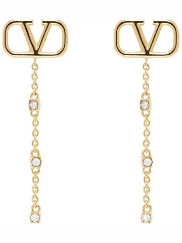 V logo metal crystal earrings 4W0J0W25 YCW MH5 - VALENTINO - BALAAN 1