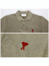 Men's Heart Logo Polo Shirt Heather Sage - AMI - BALAAN 7