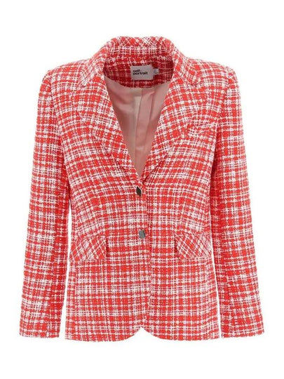 Check Pattern Bouclé Blazer Red SS22 089R RED - SELF PORTRAIT - BALAAN 2