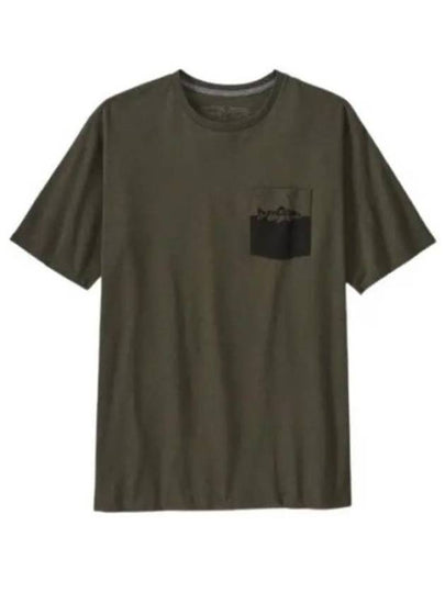 Men's Wild Waterline Pocket Responsibili Short Sleeve T-Shirt Basin Green - PATAGONIA - BALAAN 2