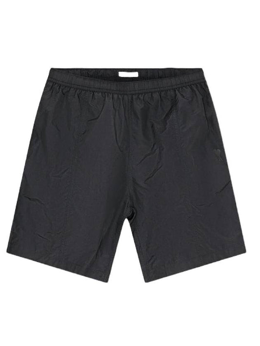 Men's Small Heart Logo Swim Shorts Black - AMI - BALAAN.