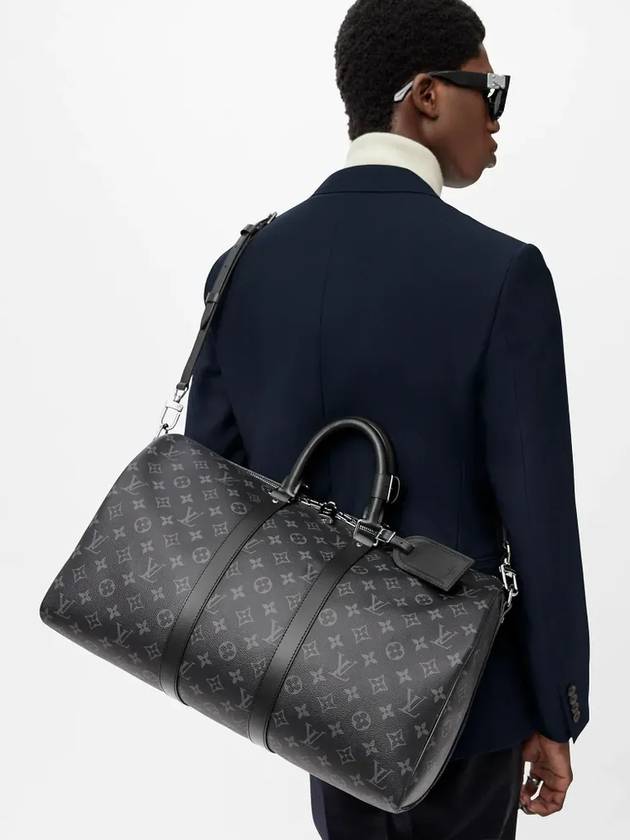 Keepall 45 Bandouliere Monogram Eclipse Duffel Bag Grey - LOUIS VUITTON - BALAAN.