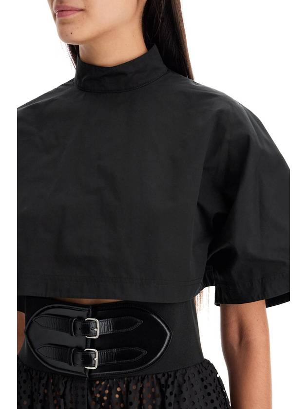 high-neck poplin top with long sleeves - ALAIA - BALAAN 4