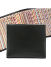 Men's Logo Signature Stripe Leather Half Wallet Black - PAUL SMITH - BALAAN 2