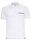 Men's Three Stripes Pocket Mercerized Short Sleeve Polo Shirt White - THOM BROWNE - BALAAN 2