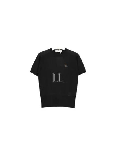 Women's ORB Logo Wool Silk Blend Crop Knit Top Black - VIVIENNE WESTWOOD - BALAAN 2