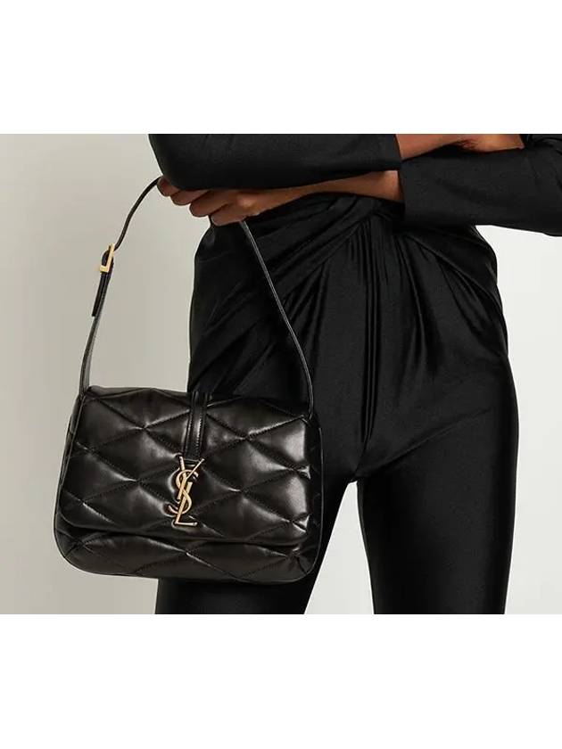 LE 57 Quilted Lambskin Hobo Shoulder Bag Black - SAINT LAURENT - BALAAN 3