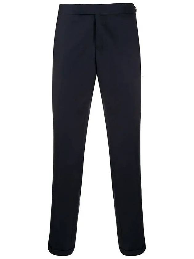 Low Rise Side Tab Wool Slacks Navy - THOM BROWNE - BALAAN 3