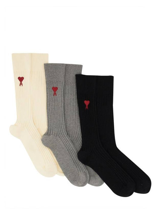 Heart Logo 3 Pack Socks - AMI - BALAAN 1